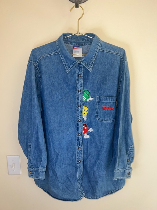 M&M'S Tops - M&M’s Embroidered Denim Button Up Shirt Candy Characters Plus Size 22W 24W